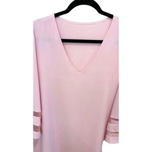 Unbranded Pink Long Decorative Bell Sleeve V-Neck Top Size 2XL NWOT